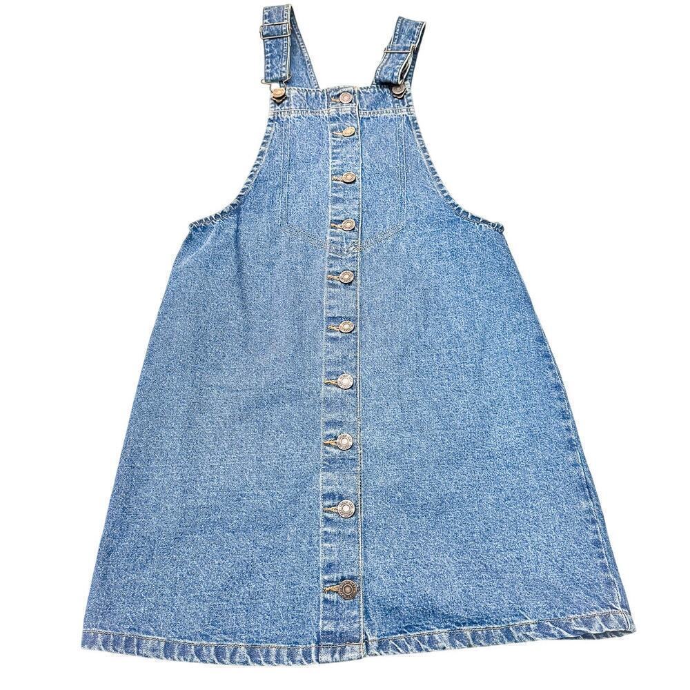 Noisy May Dungaree Denim Dress Button Front Vintage Overalls Size Small